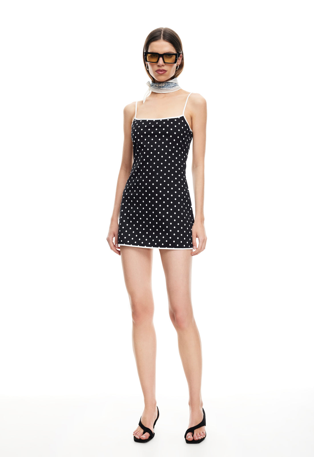 VOYAGE MINI DRESS - NOIR POLKA