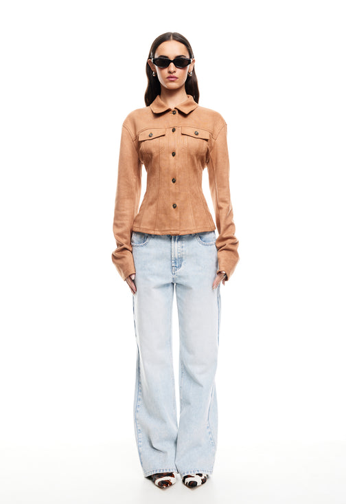 RIDER SUEDE JACKET - CAMEL