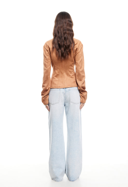RIDER SUEDE JACKET - CAMEL