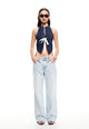 BUTTERFLY TIE TOP - DARK DENIM STRIPE