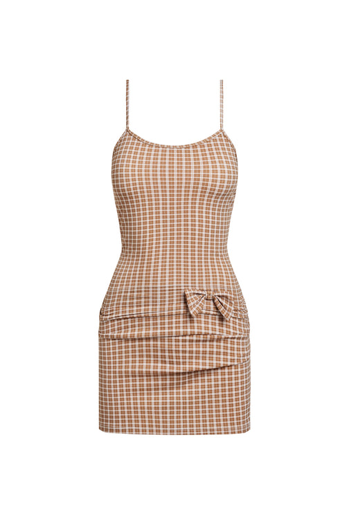 INTUITION MINI DRESS - CHOCOLATE CHECK