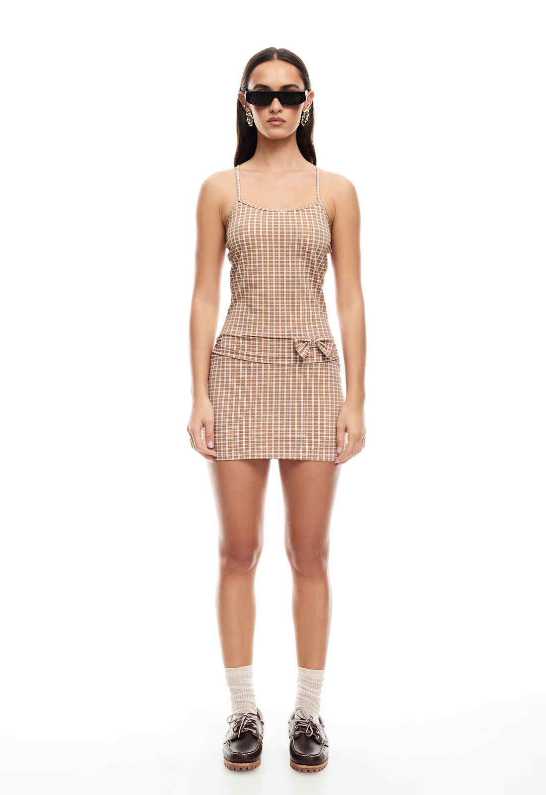 INTUITION MINI DRESS - CHOCOLATE CHECK