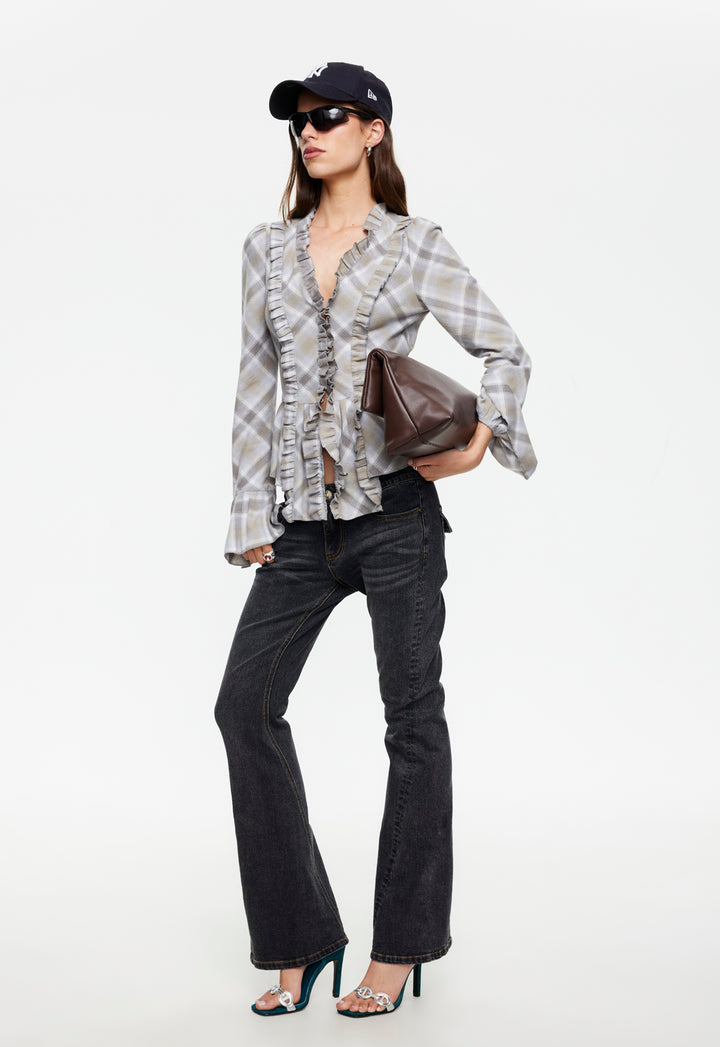 ODETTE LONG SLEEVE - ASH PLAID