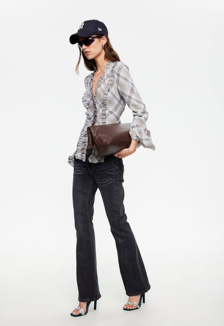 ODETTE LONG SLEEVE - ASH PLAID