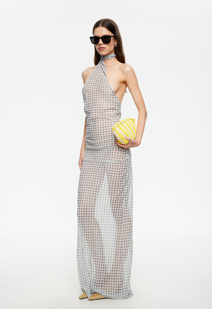 LUX MAXI DRESS - SKY CHECK