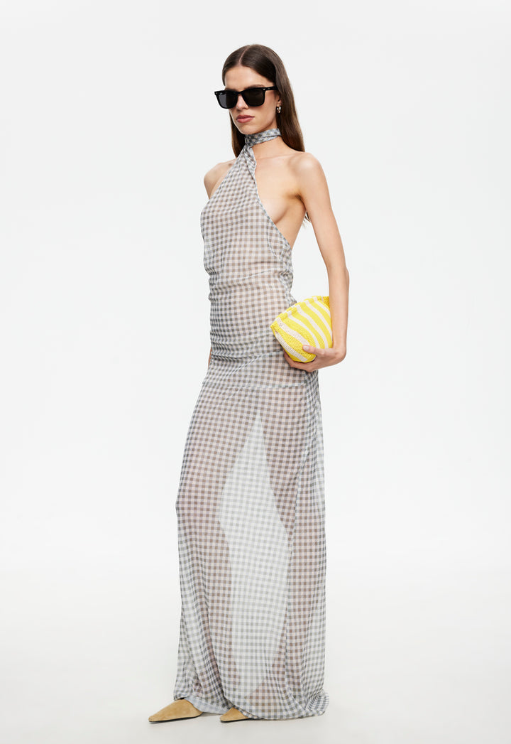 LUX MAXI DRESS - SKY CHECK