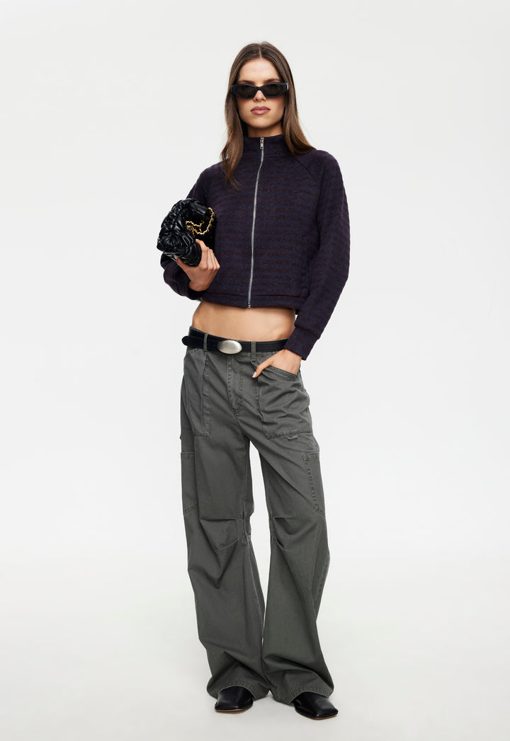 BLOOM KNIT JACKET - FOREST STRIPE
