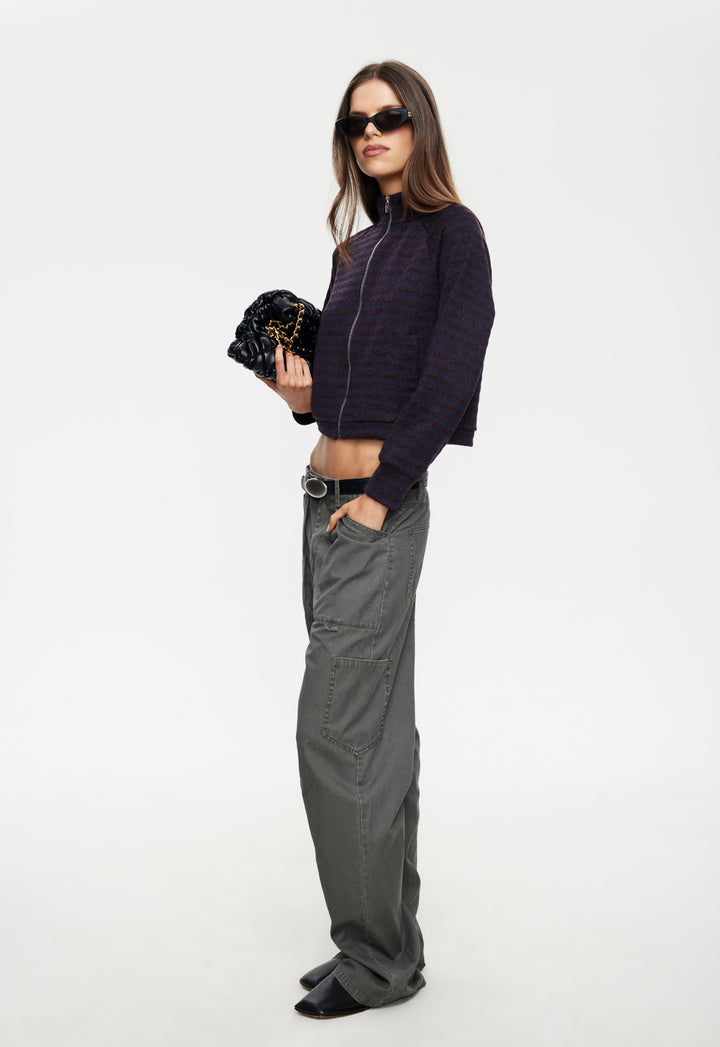 BLOOM KNIT JACKET - FOREST STRIPE
