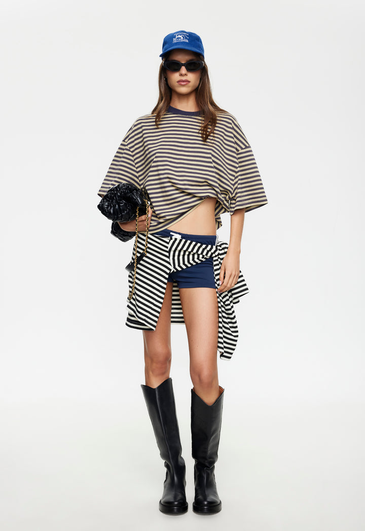 BLOOM SHORT SLEEVE - BEIGE STRIPE