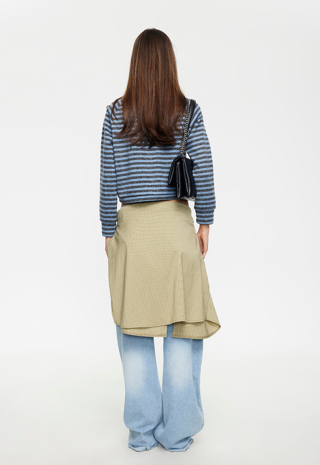 BLOOM KNIT JACKET - GREY BLUE STRIPE