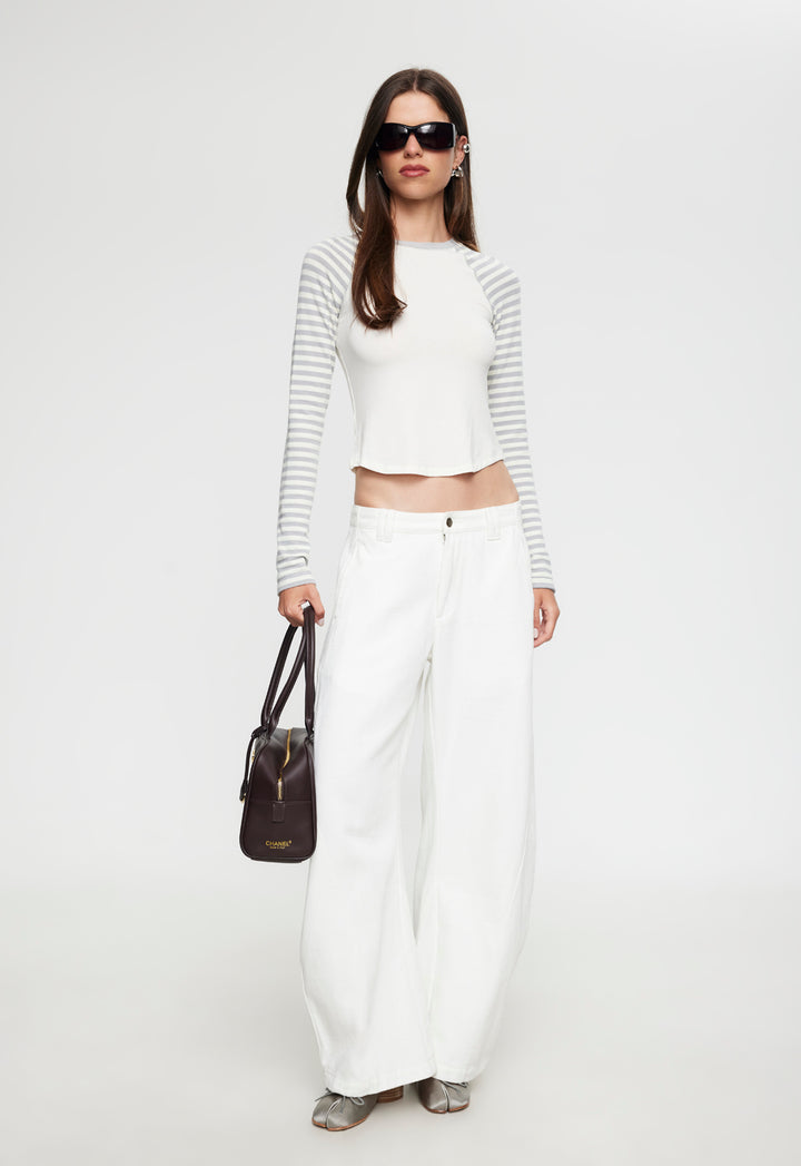 BLOOM BASEBALL LONG SLEEVE - VANILLA CLOUD STRIPE