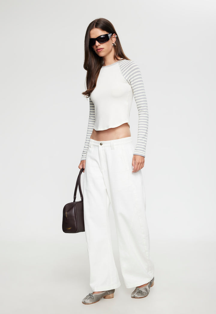 BLOOM BASEBALL LONG SLEEVE - VANILLA CLOUD STRIPE