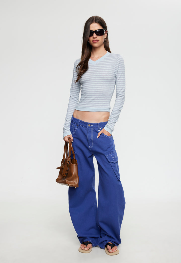 BARBIE LONG SLEEVE TOP - SKY BLUE STRIPE