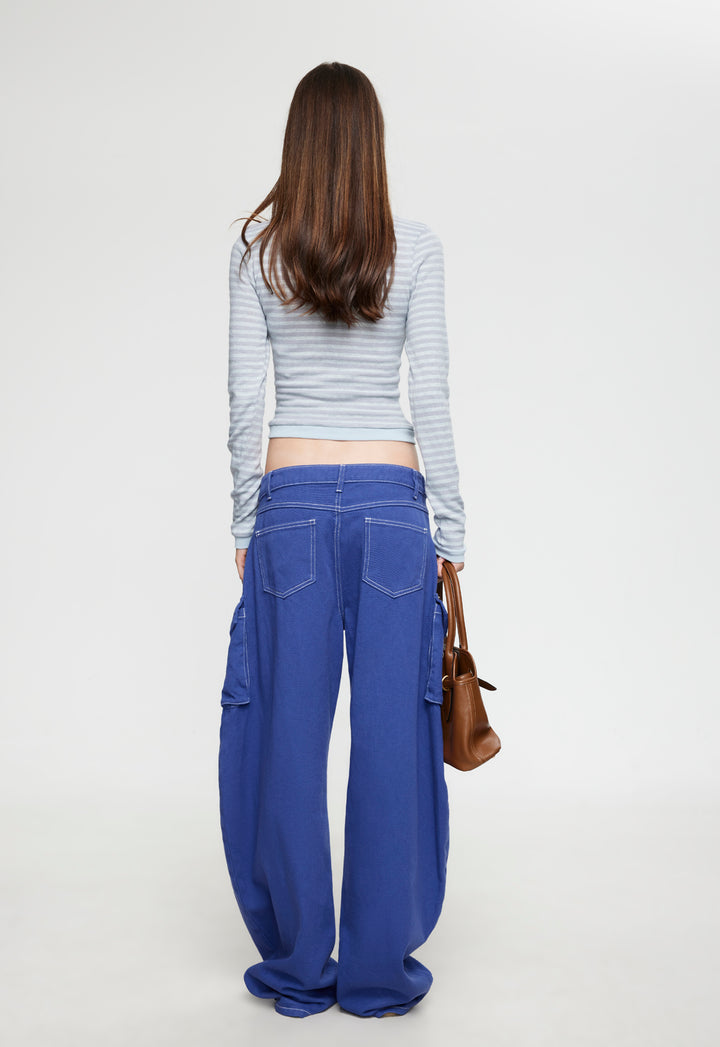 BARBIE LONG SLEEVE TOP - SKY BLUE STRIPE