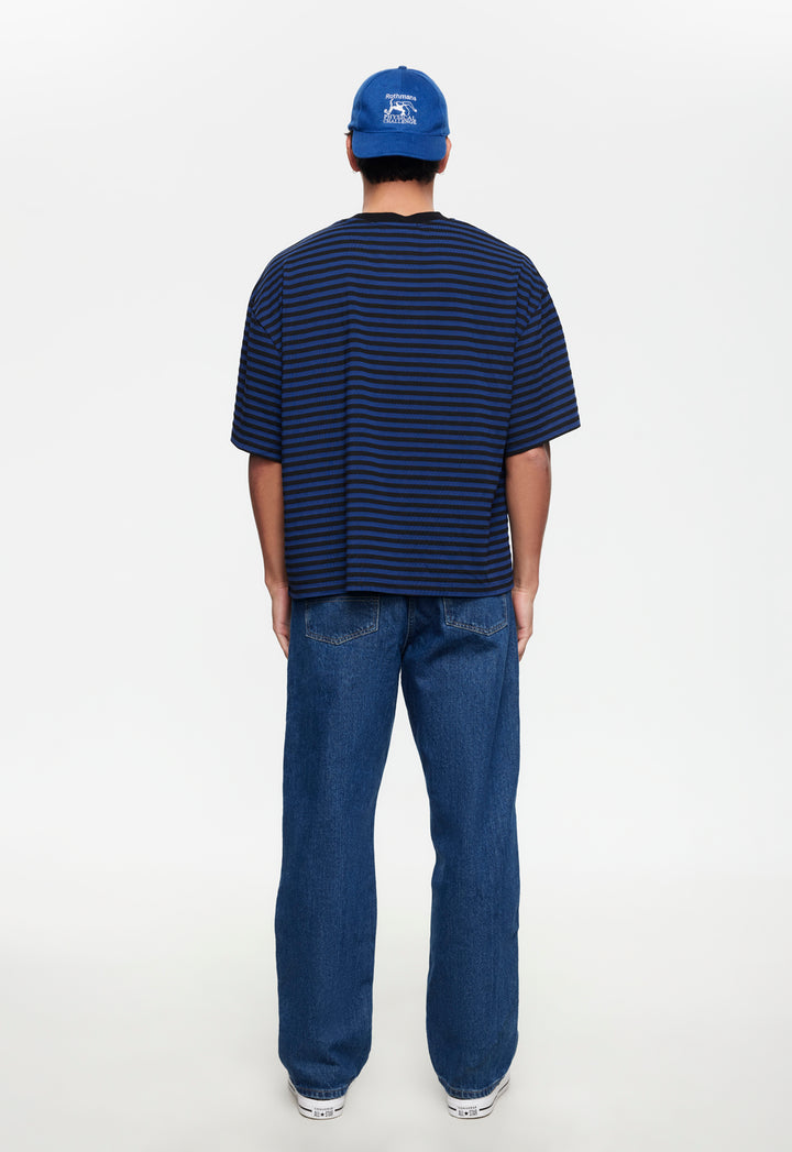 BLOOM SHORT SLEEVE - BLACK NAVY STRIPE