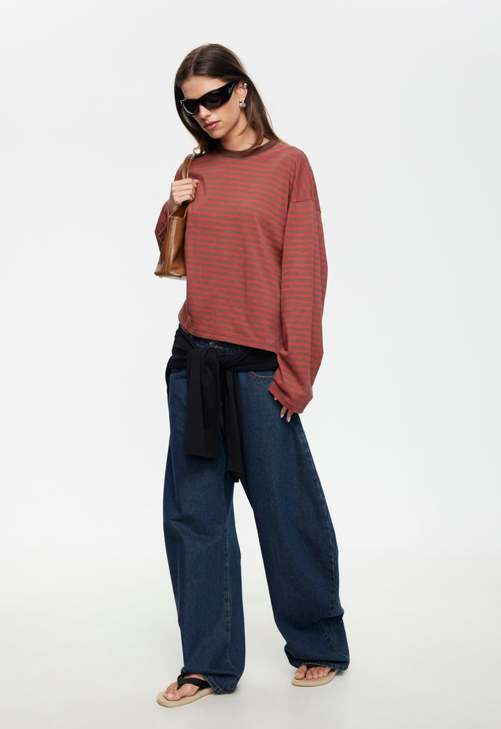 BLOOM LONG SLEEVE - LAVA COCOA STRIPE