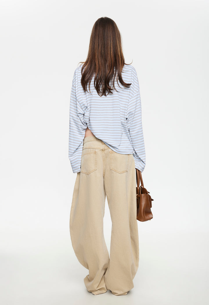 BLOOM V LONG SLEEVE - CLOUDY SKY STRIPE