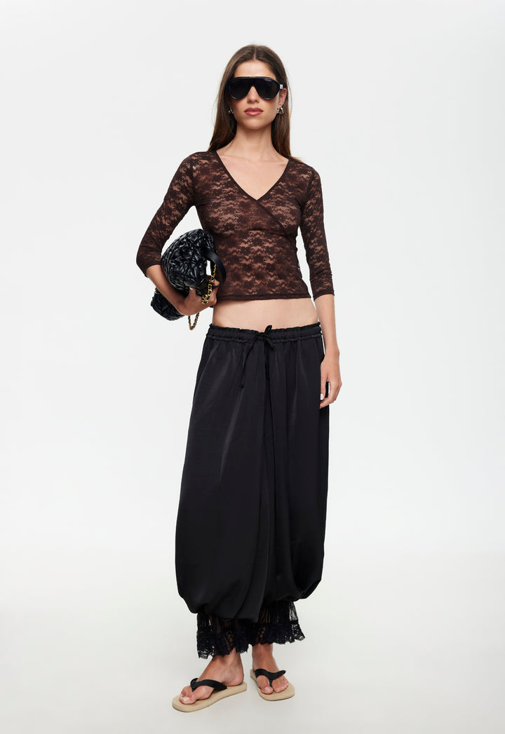 MIDNIGHT LACE TOP - CHOCOLATE