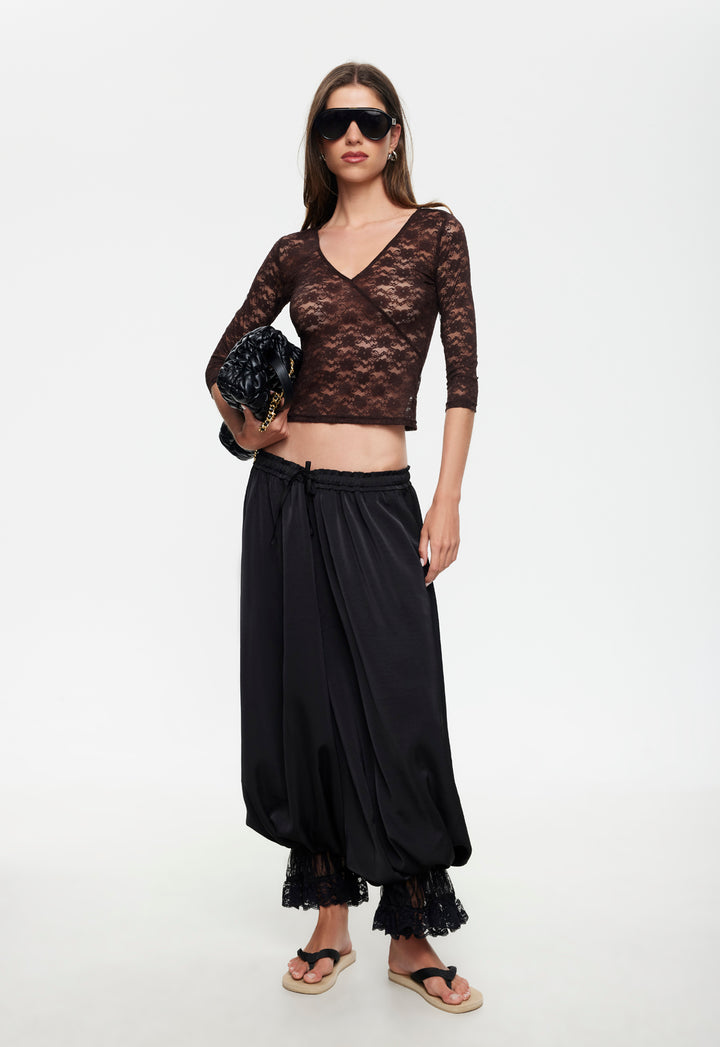MIDNIGHT LACE TOP - CHOCOLATE