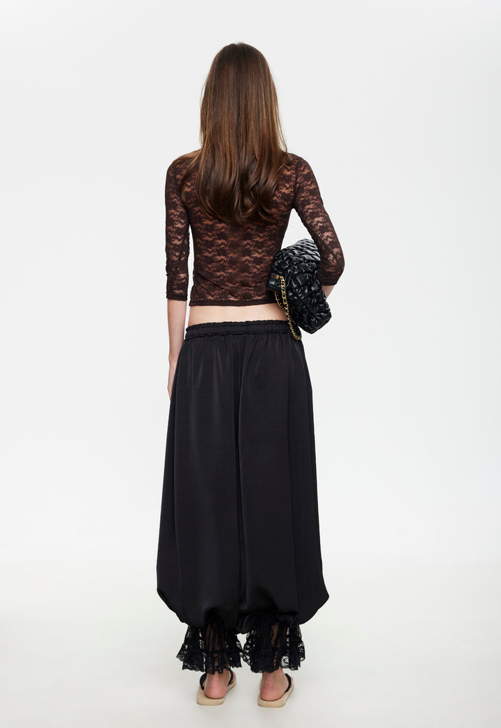 MIDNIGHT LACE TOP - CHOCOLATE