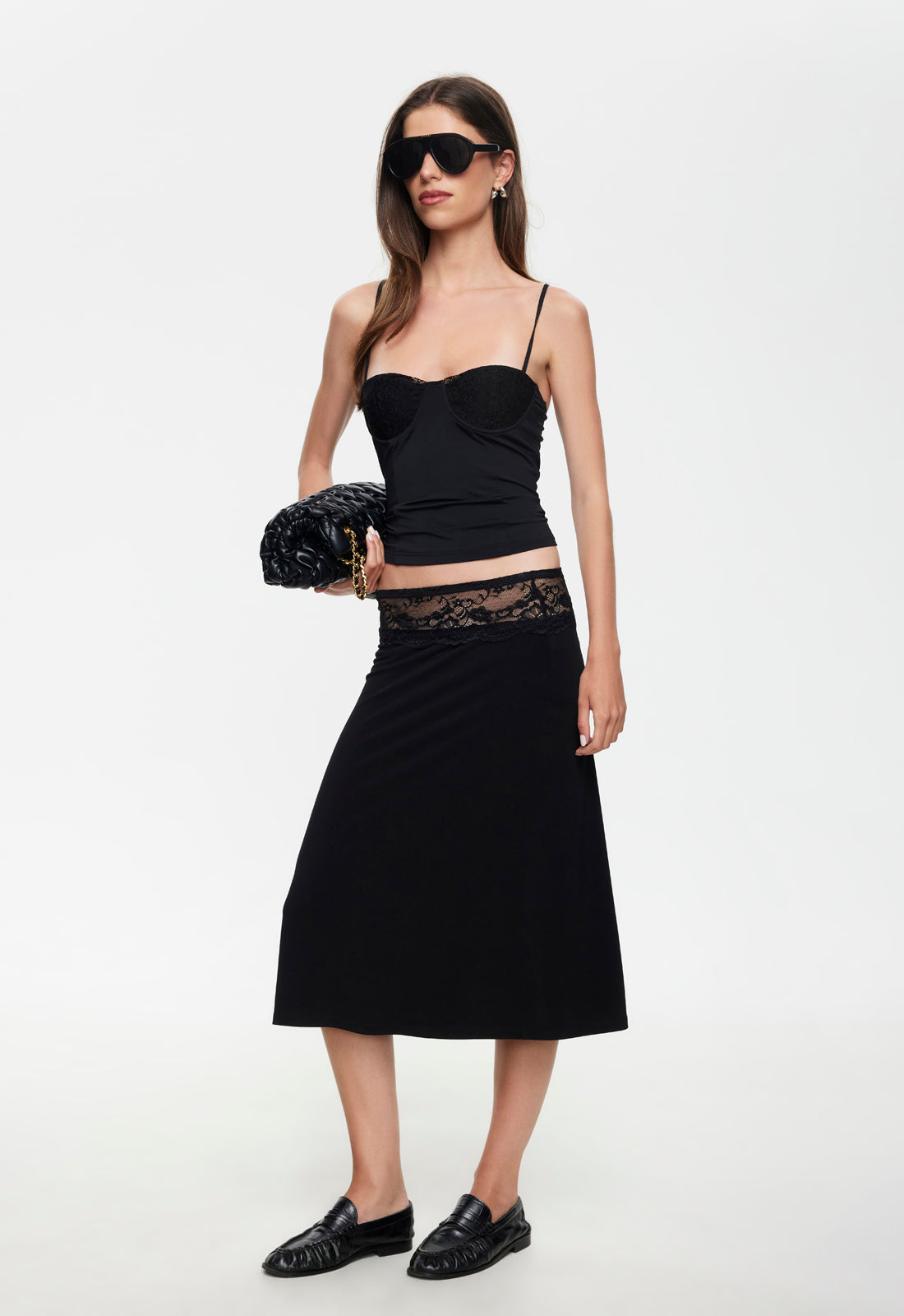 FIRST KISS MIDI SKIRT - NOIR