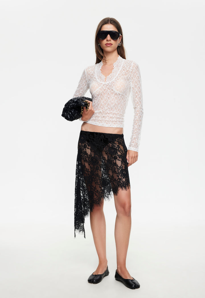 LACE AFFAIR MIDI SKIRT - NOIR