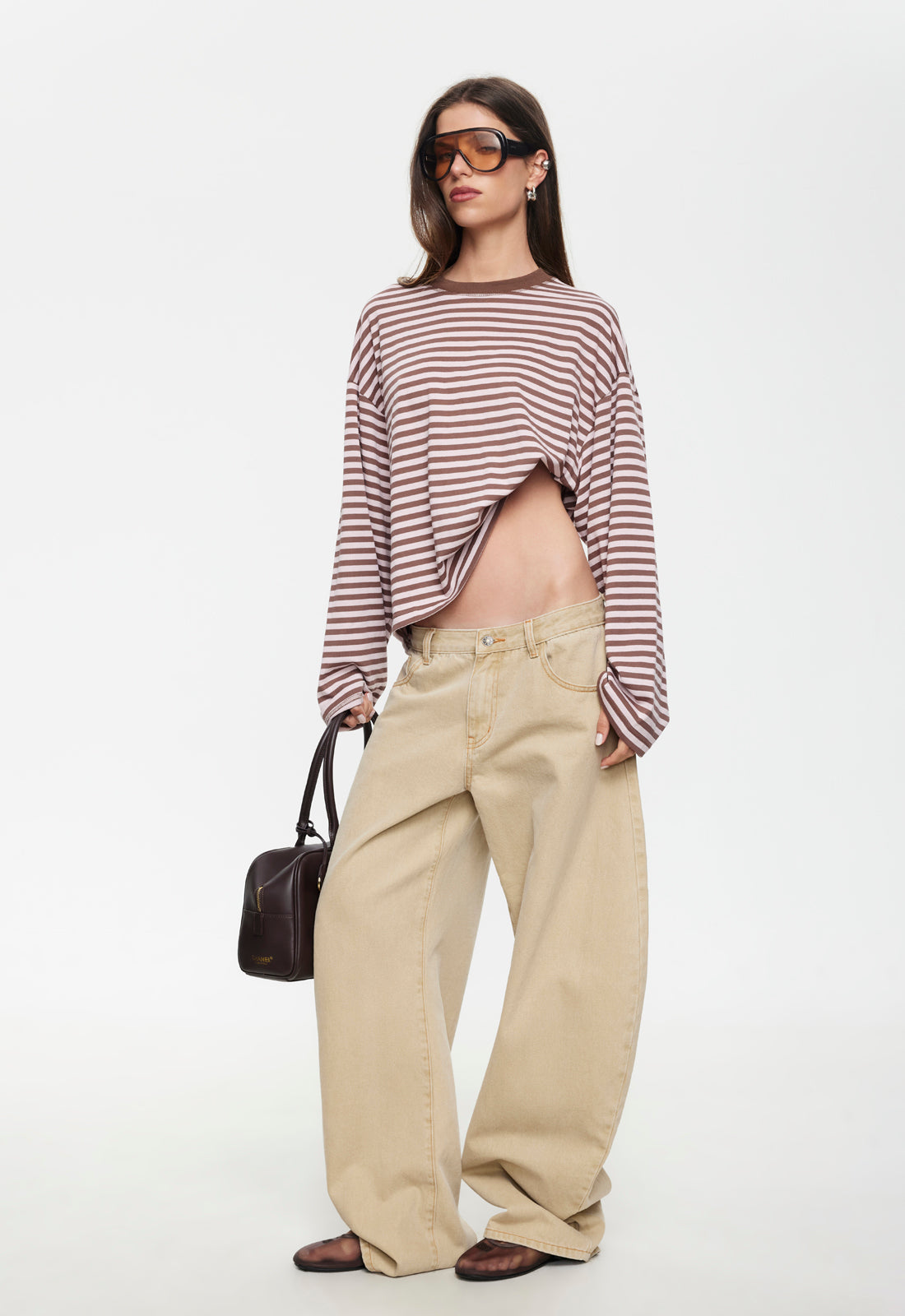 BLOOM LONG SLEEVE - CHOCOLATE BLUSH STRIPE