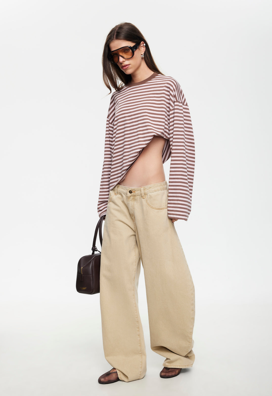 BLOOM LONG SLEEVE - CHOCOLATE BLUSH STRIPE