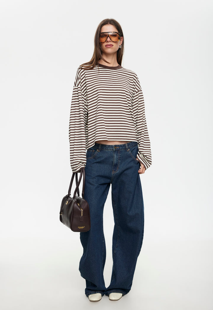BLOOM LONG SLEEVE - DARK CHOCOLATE STRIPE