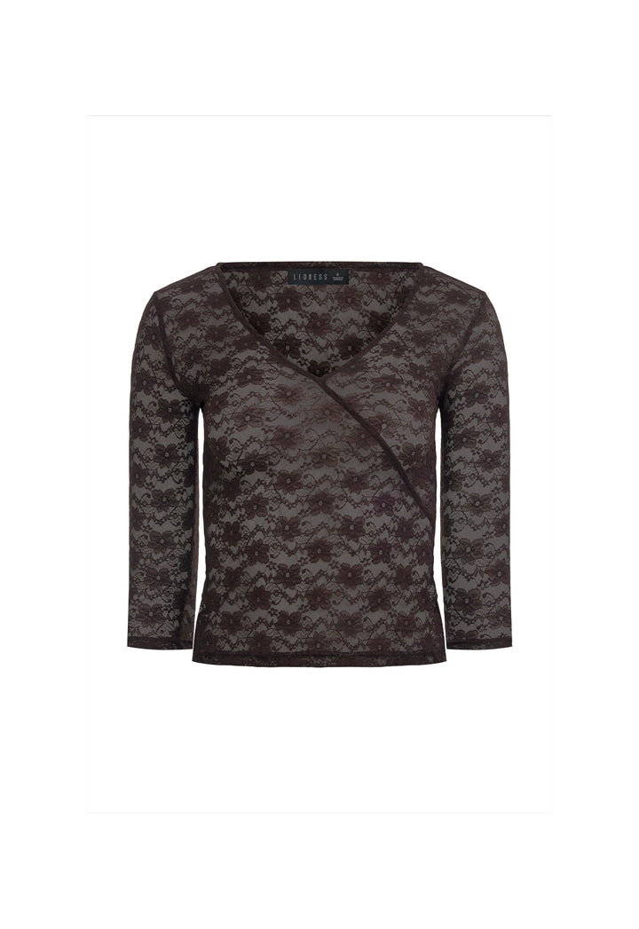 MIDNIGHT LACE TOP - CHOCOLATE