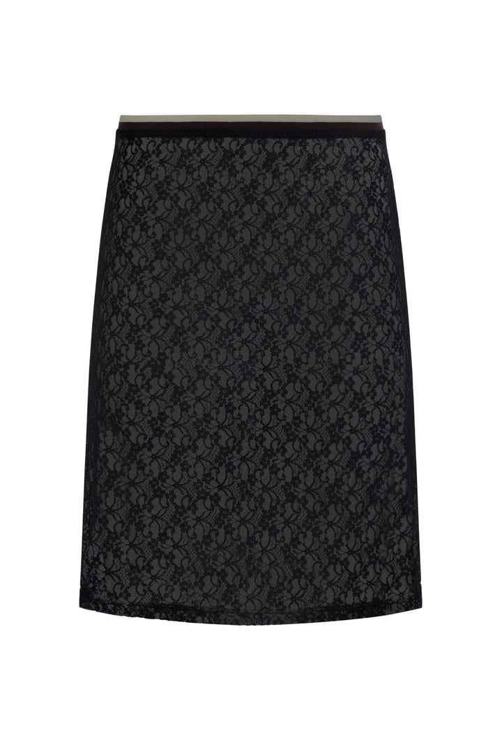 LAGUNA LACE MIDI SKIRT - NOIR