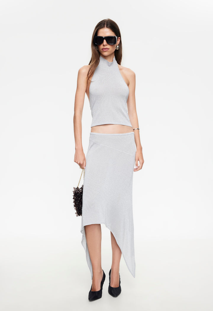 TROPHY MIDI SKIRT - SILVER