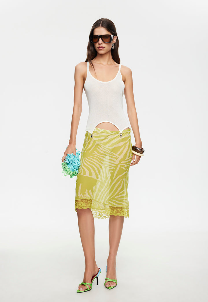 BABYDOLL MIDI SKIRT - CHARTREUSE