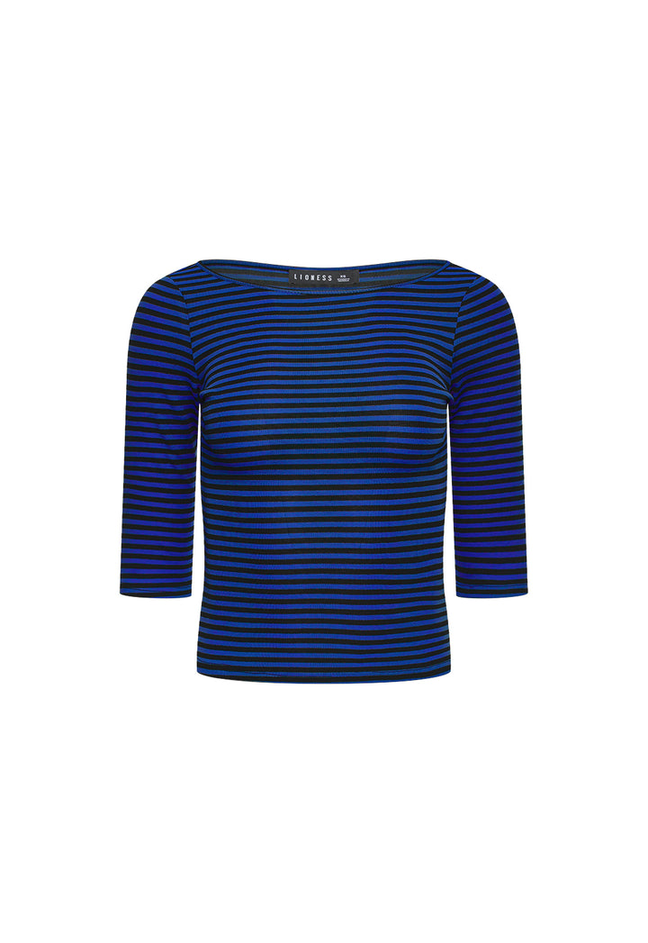 BLOOMING TEE - COBALT STRIPE