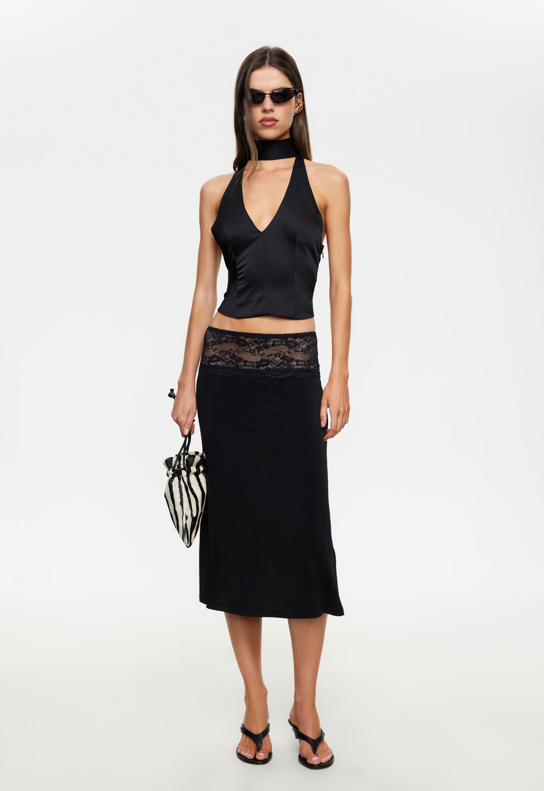FIRST KISS MIDI SKIRT - NOIR