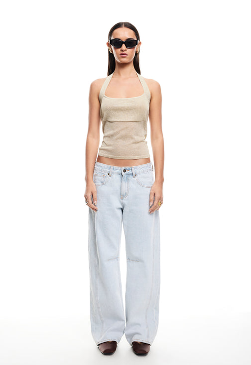 PALISADES HALTER TOP - OYSTER