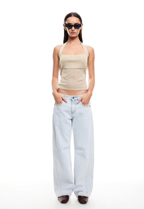 PALISADES HALTER TOP - OYSTER