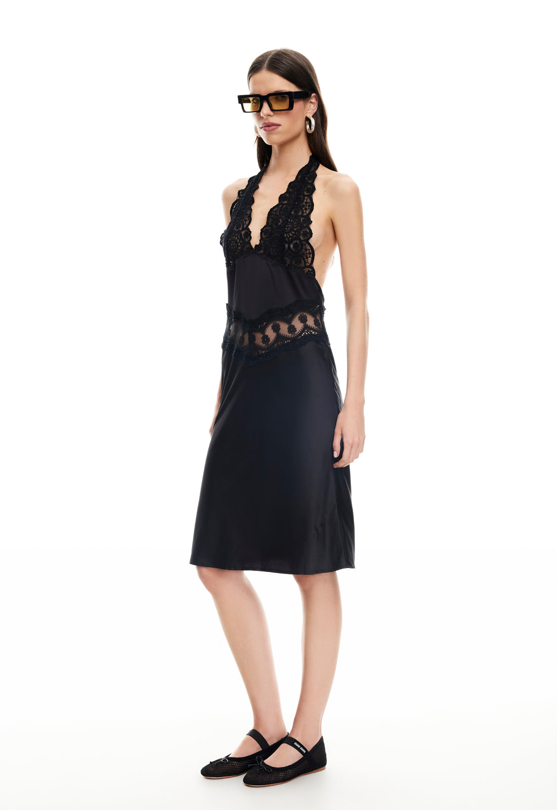 SOLANA MIDI DRESS - ONYX