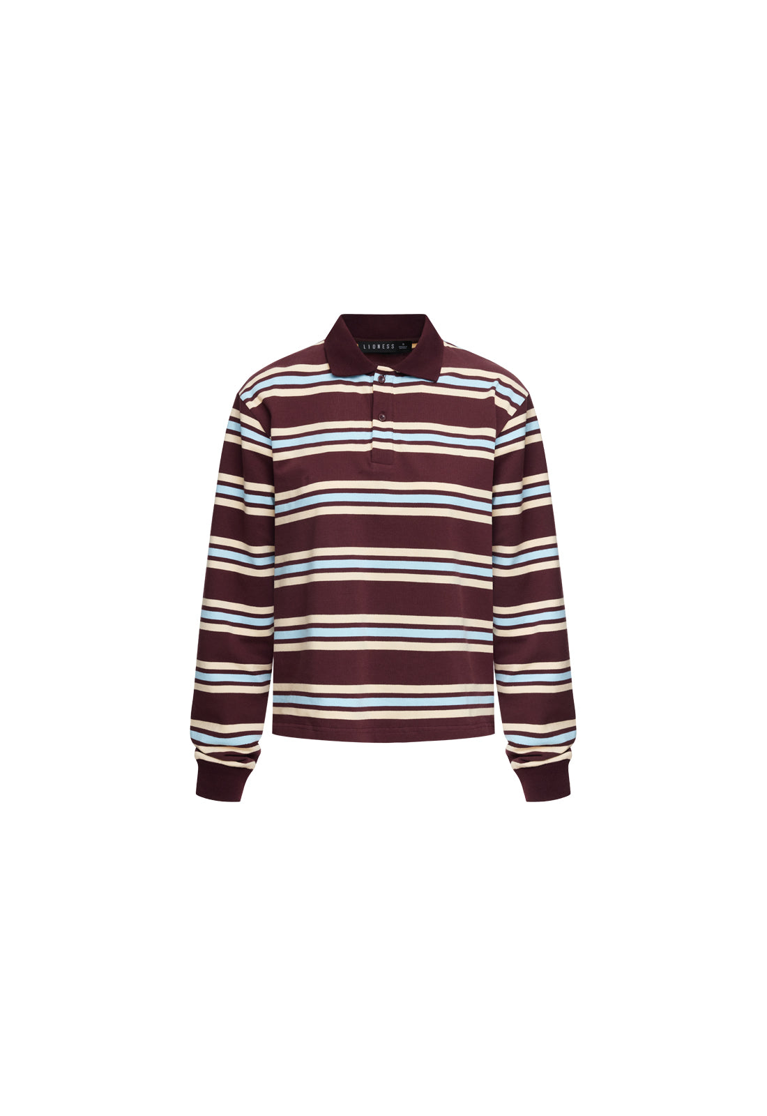 LEISURE LONG SLEEVE POLO - CHOCOLATE MULTI