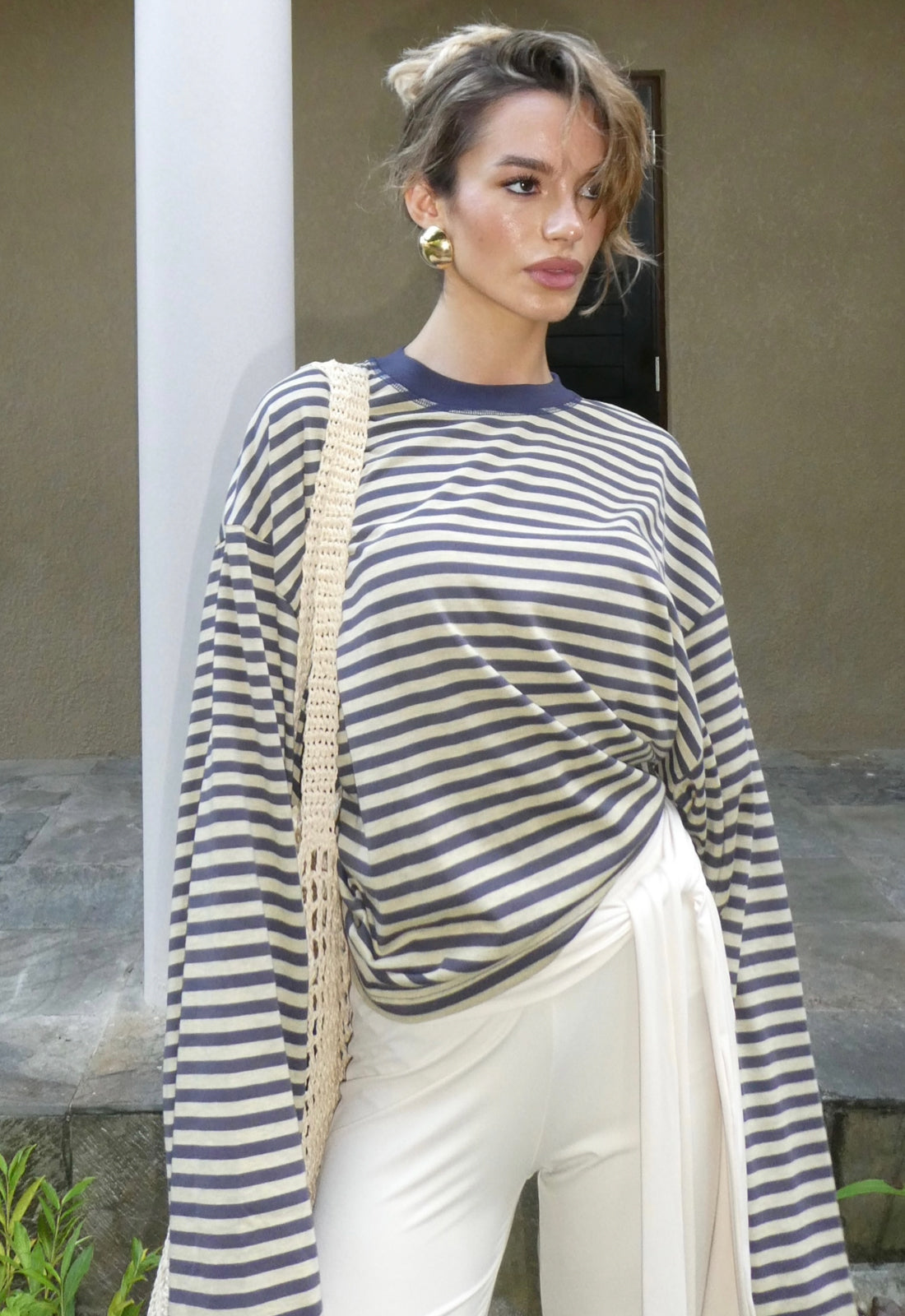 BLOOM LONG SLEEVE - BEIGE STRIPE