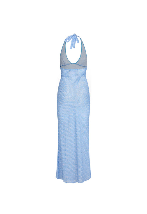 CARRIE HALTER DRESS - BLUE CHECK