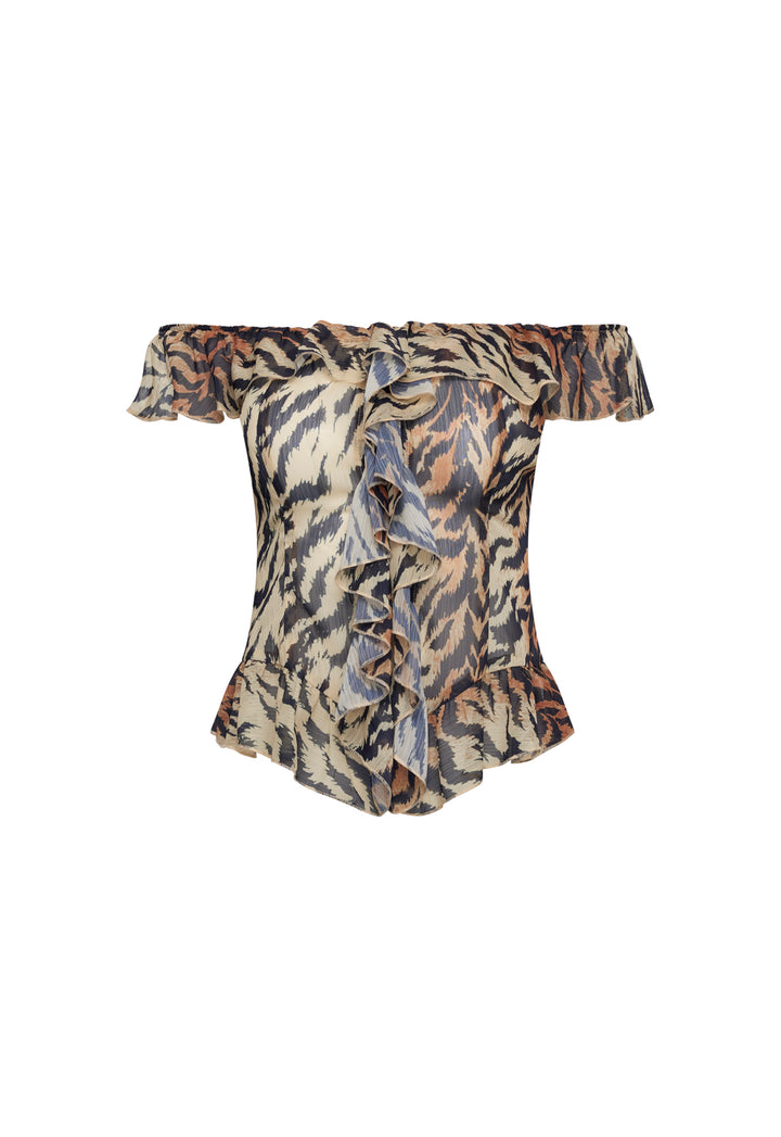 TIMELESS RUFFLE TOP - TIGER
