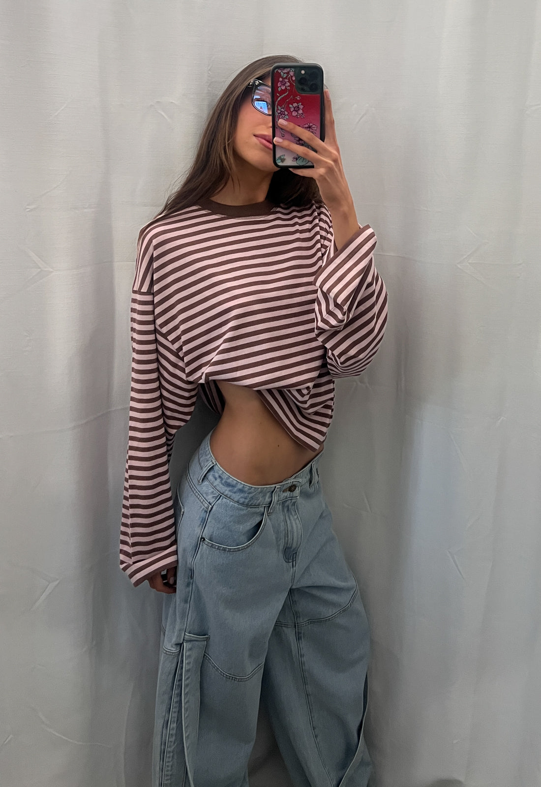BLOOM LONG SLEEVE - CHOCOLATE BLUSH STRIPE