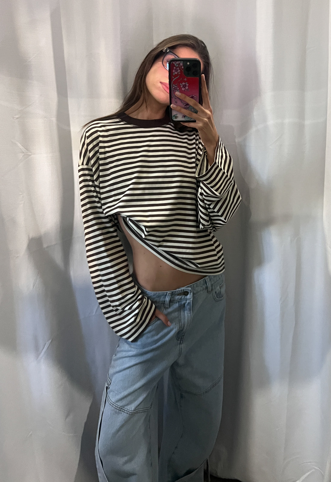 BLOOM LONG SLEEVE - DARK CHOCOLATE STRIPE