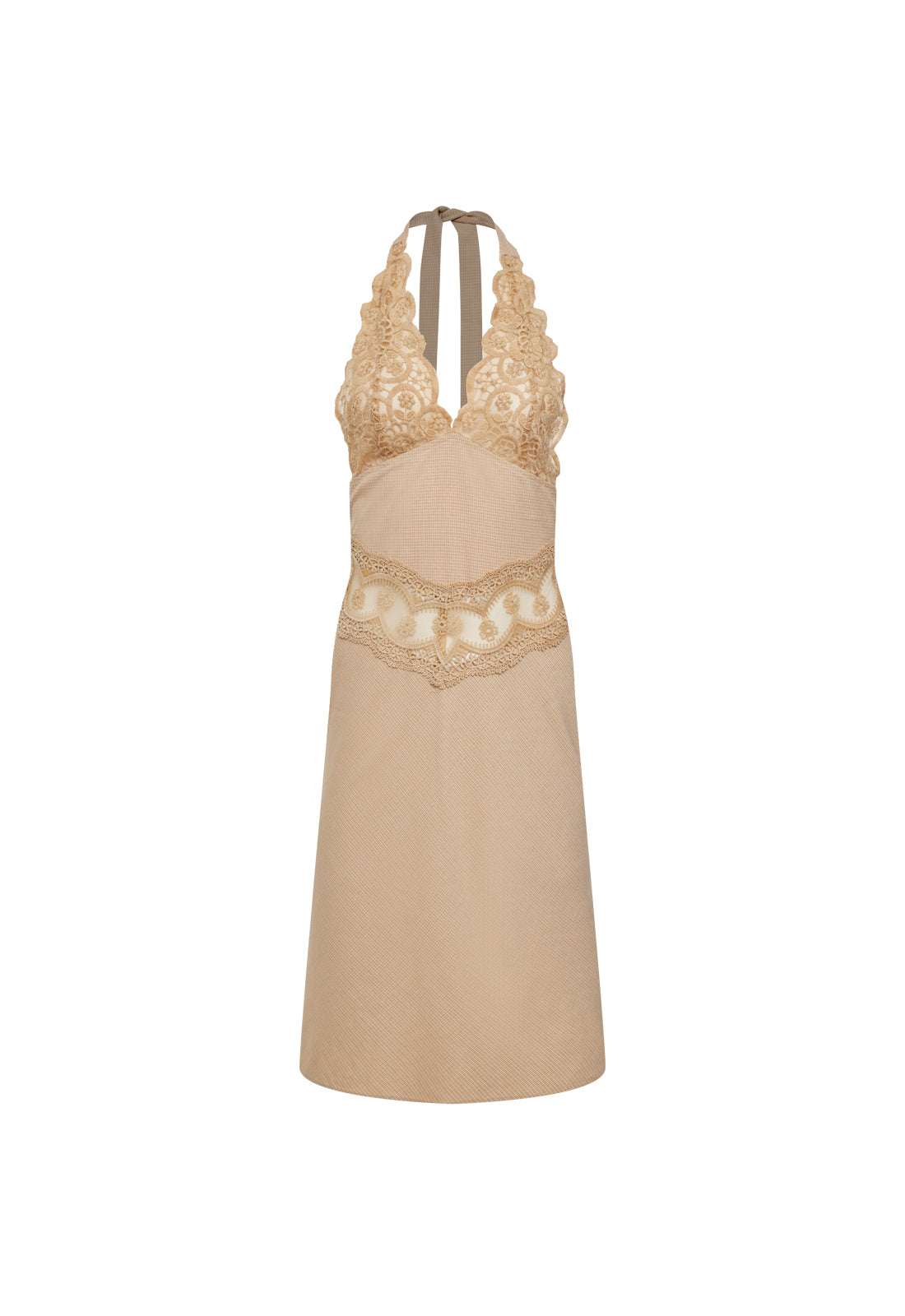 SOLANA MIDI DRESS - BEIGE PLAID