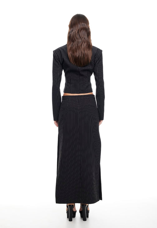 LUNE MAXI SKIRT - ONYX PINSTRIPE