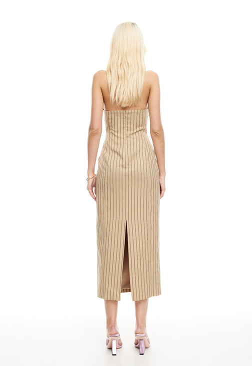 LES DEUX MIDI DRESS - STONE STRIPE