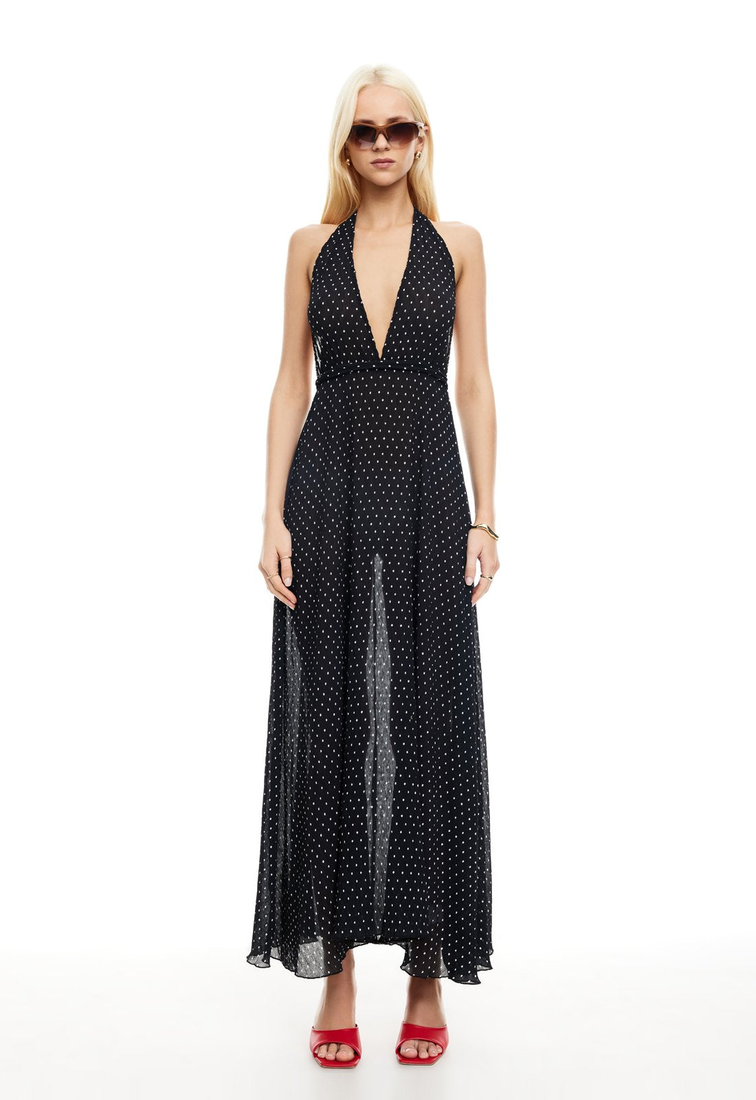 DISTRICT MAXI DRESS - ONYX POLKA