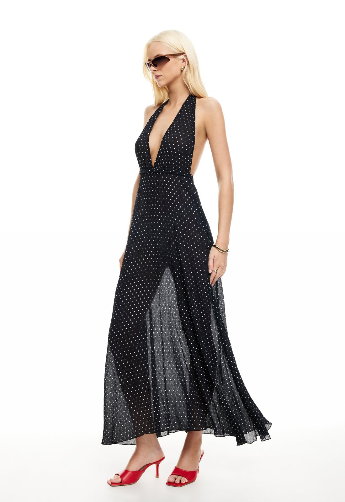 DISTRICT MAXI DRESS - ONYX POLKA