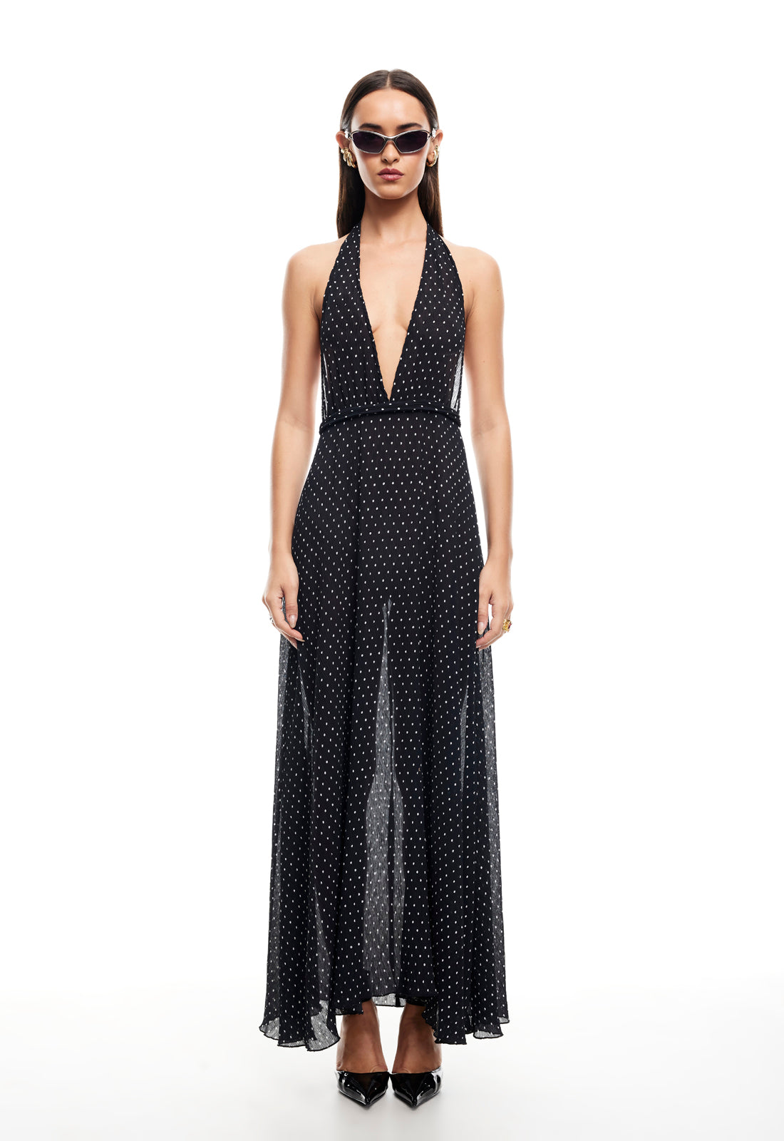 DISTRICT MAXI DRESS - ONYX POLKA